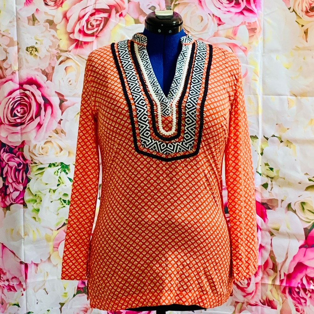 Orange Geometric Women's Top